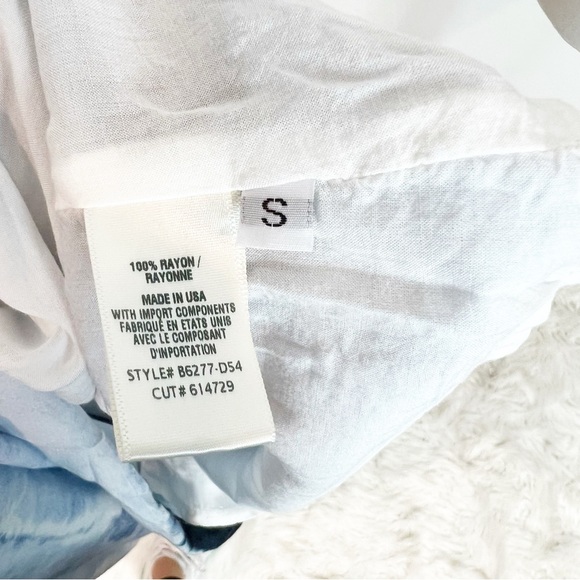 BELLA DAHL BLUE TIE DYE SHORT PUFF SLEEVE FIT & FLARE MIDI DRESS WOMENS SMALL - Picture 2 of 4